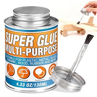 Super Glue with Brush 130ml - All Purpose Strong Clear Adhesive, Waterproof Superglue Multi-Purpose Glue Gel for Wood, Ceramic, Glass, Leather, Plastic, Rubber, DIY Crafts & Industrial Repairs