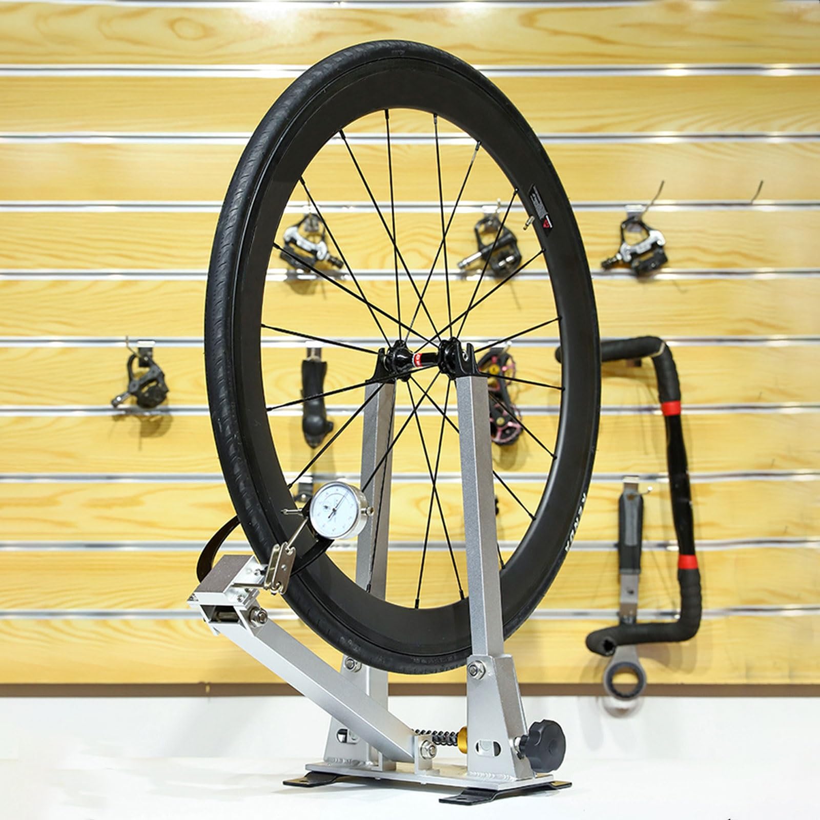 Fahrradständer mit Messuhr für 16-29 Zoll und 700C Räder – Aluminium-Radausrichtungs-Reparaturwerkzeug Sport & Freizeit