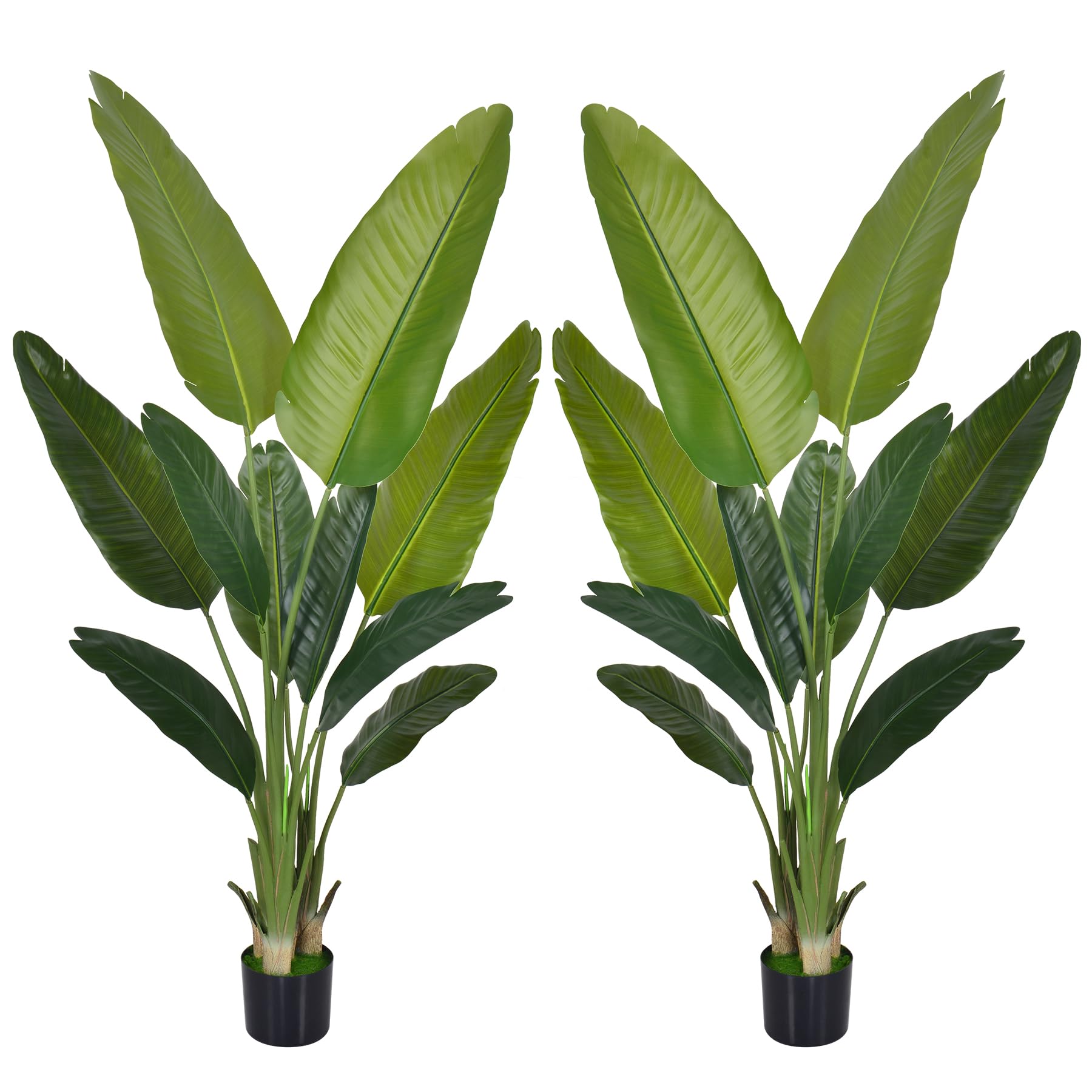 Bird of Paradise Artificial Plant - Fake Plants Areca Palm Tree, No Need Styling Faux Tropical Palm Potted Tree for Home Decor Housewarming (5FT-2Packs, Upgraded Bird of Paradise)