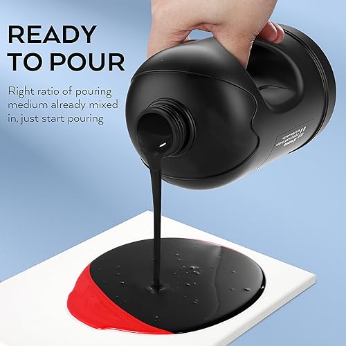 Miniatura 3 de Nicpro Pintura acrílica de color negro azabache, suministros de pintura premezclada de 69 onzas con aceite de silicona para verter aceite y guantes