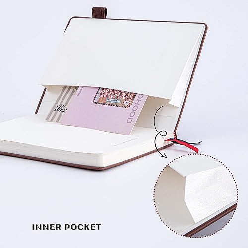 Miniatura 5 de MGGAO Diarios con rayas A5 para escribir papel grueso rayado de 100 GMS con 188 páginas numeradas, cuaderno de tapa dura de cuero de primera calidad