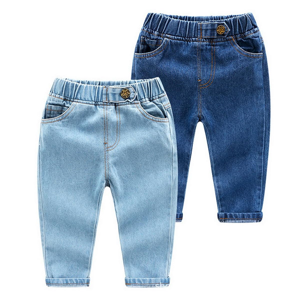 Lot de 2 Jeans pour Bébé Garçon Pantalon en Denim Taille Élastique Jeans Décontracté Pantalon Droit Denim pour Tout-Petits Enfants Garçon 9 Mois-5 Ans Printemps Automne