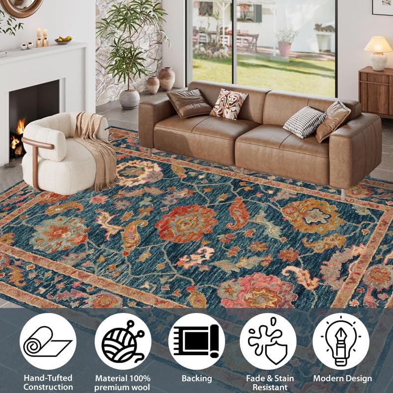 Image of Hand Tufted Premium Rug Premium Wool Carpet for Living Room Bedroom and Hall Size 6x9 Feet Color Multi