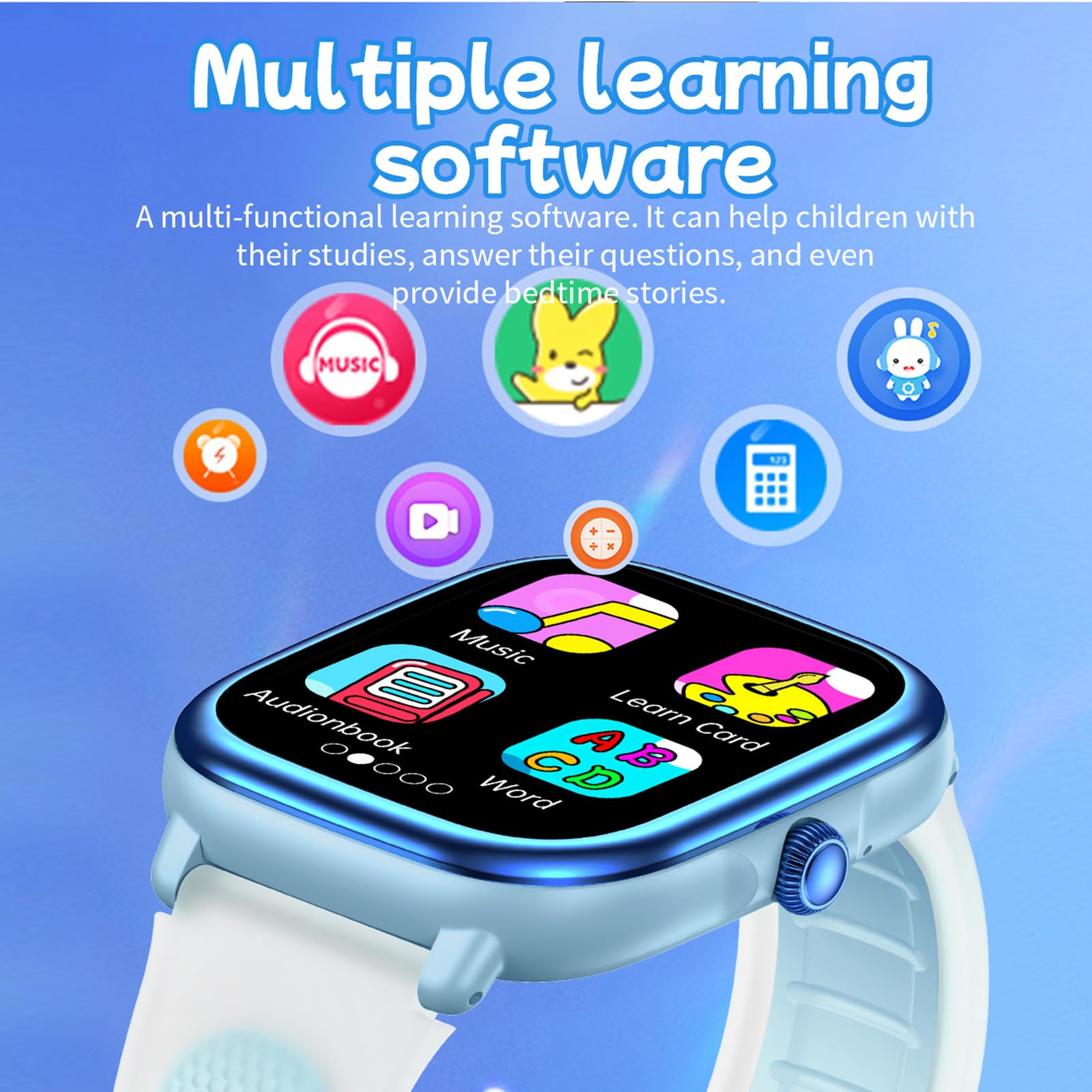 Sxhlseller Reloj Inteligente para Niños con Linterna y Juegos de (Blue)