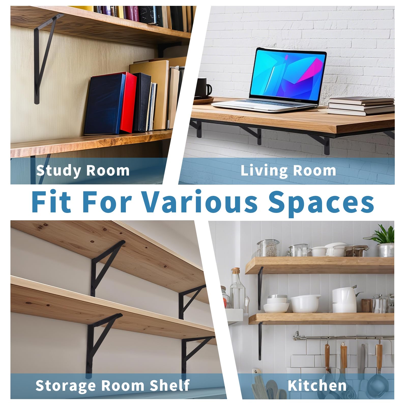 Heavy Duty Shelf Brackets 500x300mm, 4 Pack 20 Inch Wall L Brackets with 90 Degree Triangle, Mounting Screws Included - Image 4
