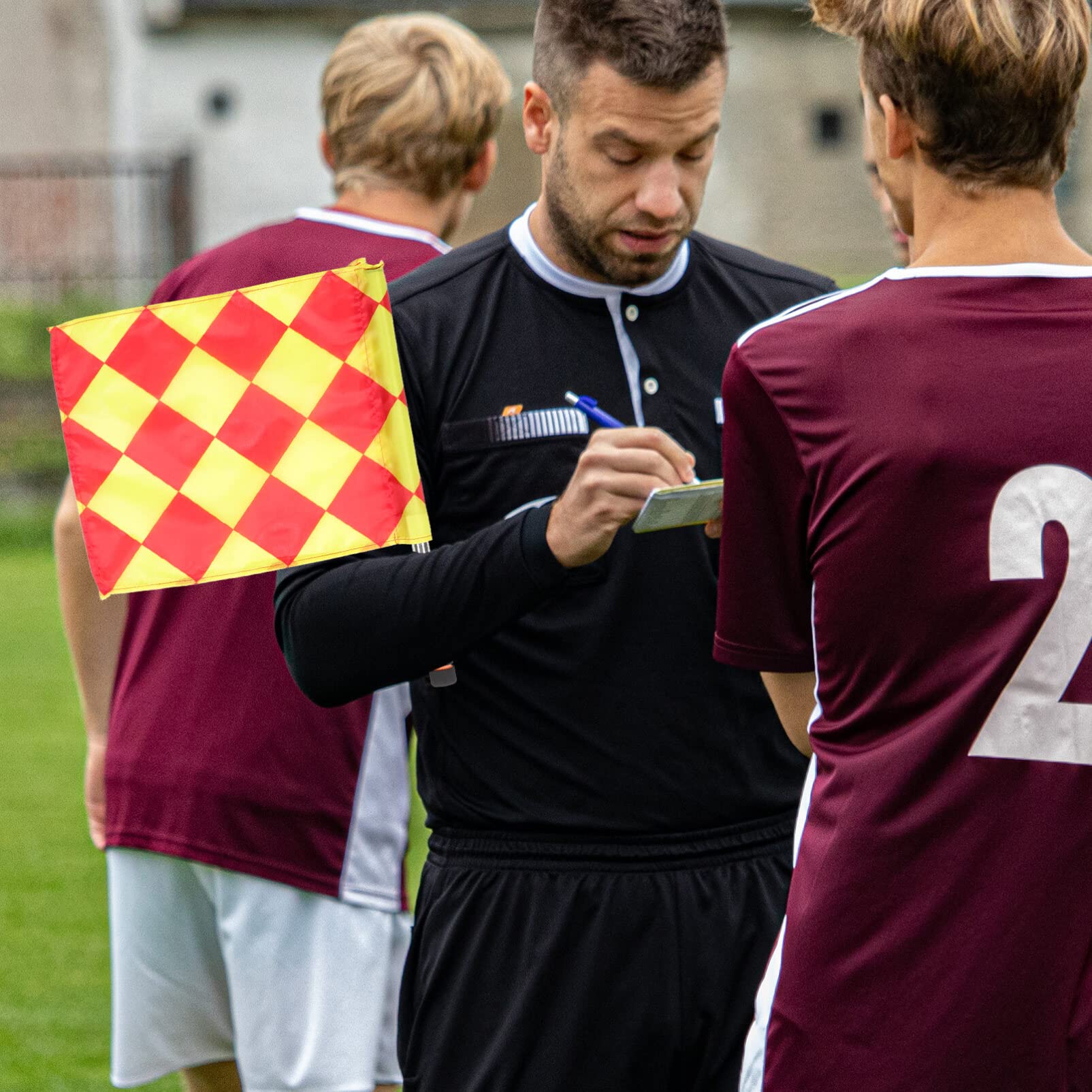 BESPORTBLE 1set Soccer Referee Flags with Red and for Outdoor Games Highly Visible Tools for Referees and Linesmen