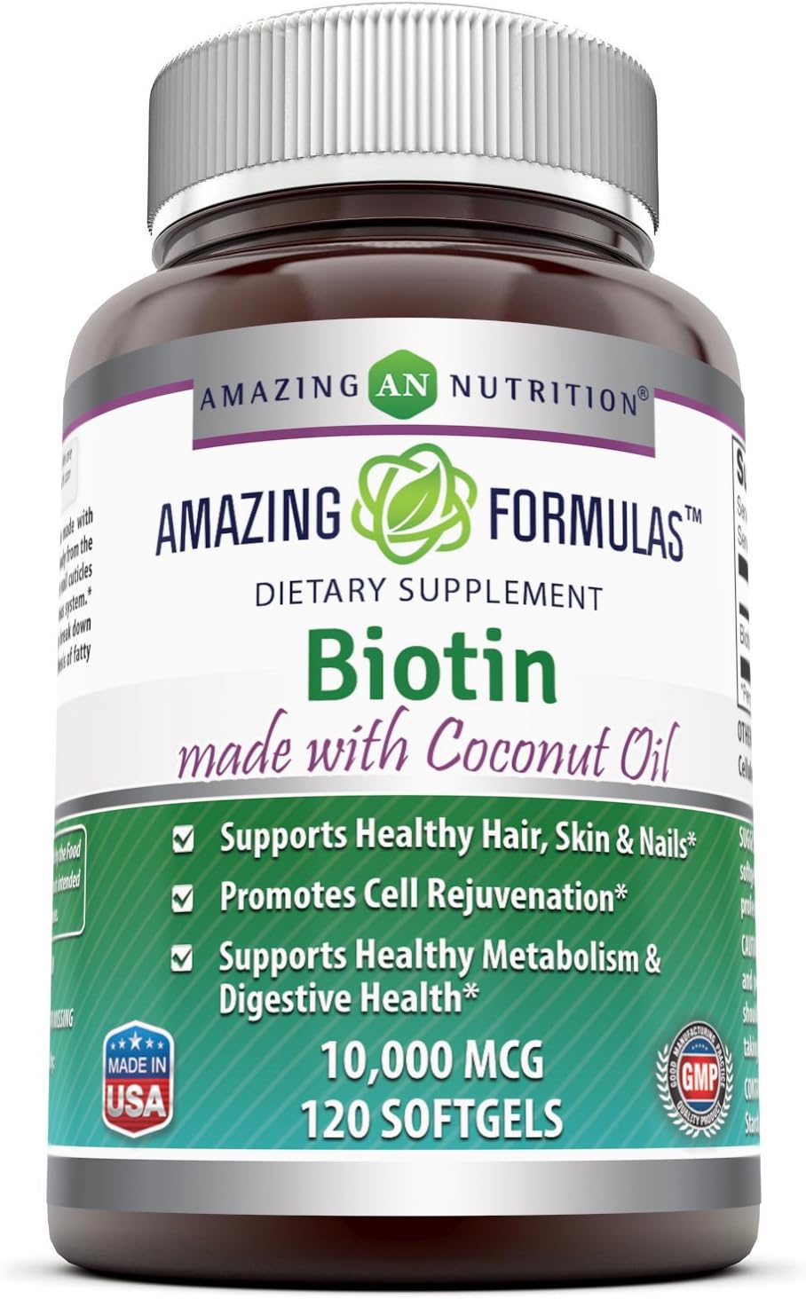 Amazing Formulas Biotin Made with Coconut Oil - 10000 Mcg, 120 Softgels