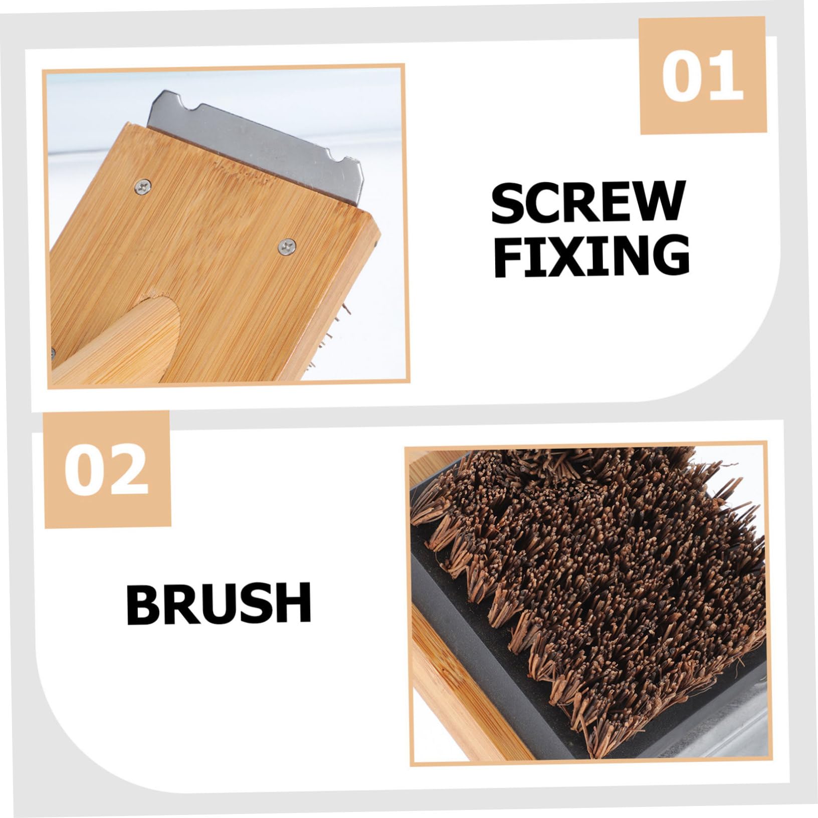 Abaodam 1pc Handle BBQ Cleaning Brush Durable Grill Brush Tool for Outdoor BBQ Heat Resistant Cleaning Head Comfortable Grip