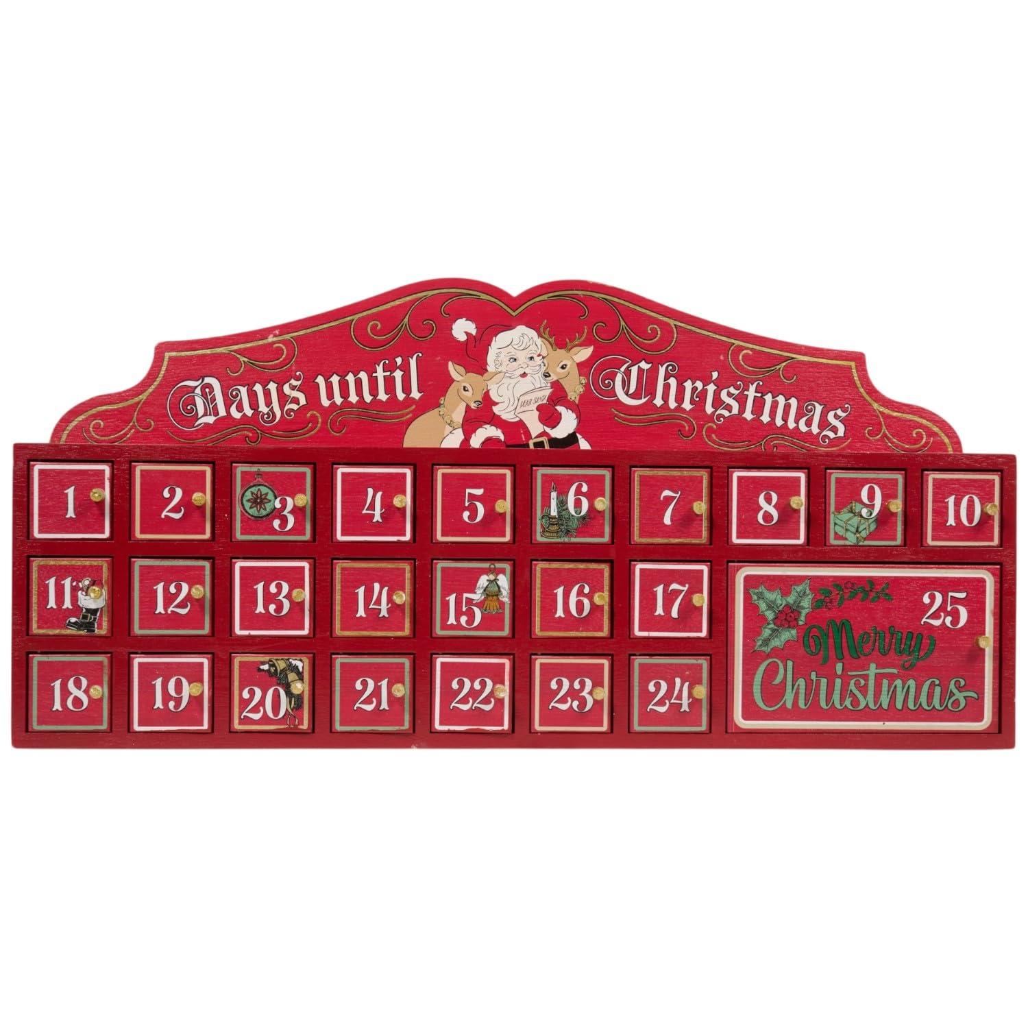 The Family Tradition Wooden Advent Calendar Red Reusable Fill Your Own Christmas