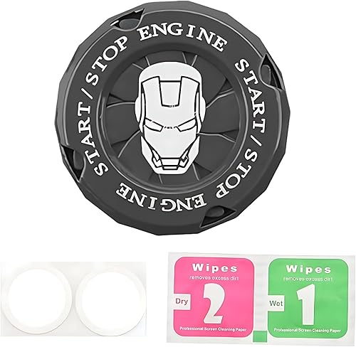 SUUPAR Cubierta de botón de arranque giratorio mecánico, accesorios de automóvil Iron Man, cubierta para botón de arranque del motor, calcomanías de