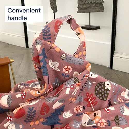 Miniatura 58 de YuppieLife Funda para puf de almacenamiento para niños (sin relleno), organizador de juguetes, sofá con asa de transporte, disponible para niños y