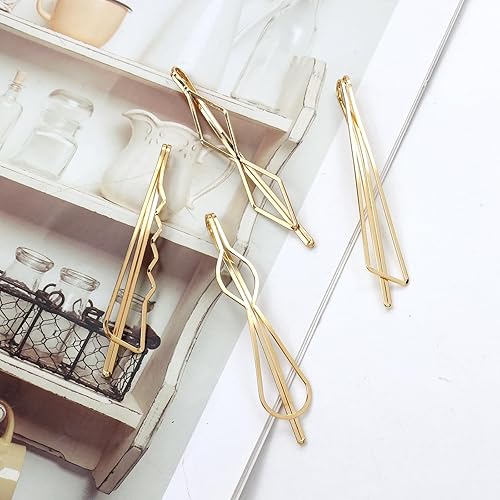 Miniatura 6 de Cinaci Paquete de 40 pinzas para el cabello de 8 estilos, simples y lisas, antideslizantes, de metal dorado, pasadores, accesorios para el cabello