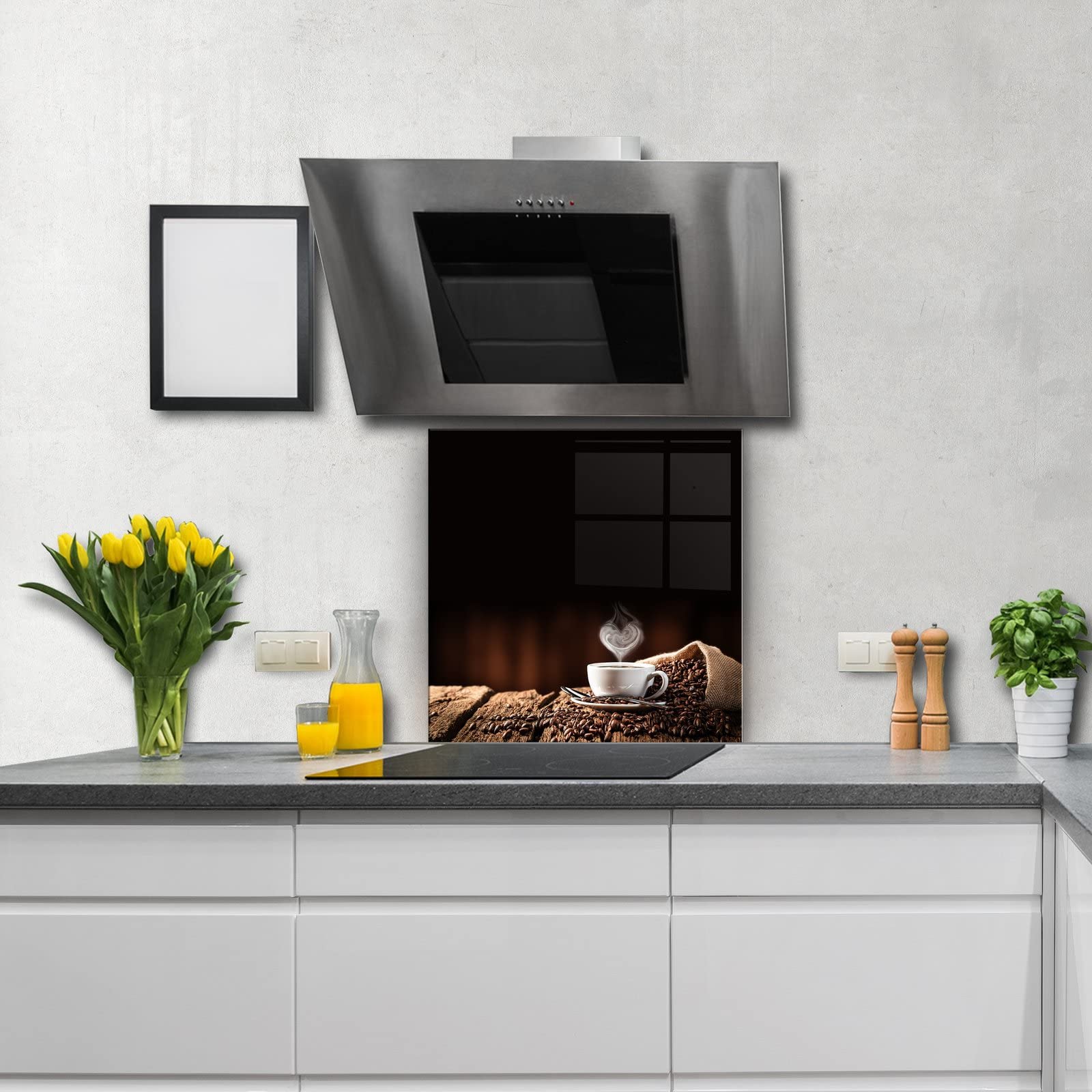 Crédence Cuisine Fond De Hotte Bain Et Ananas - Verre Trempé - L 70 Cm X H 60 Cm Macr Denced Co