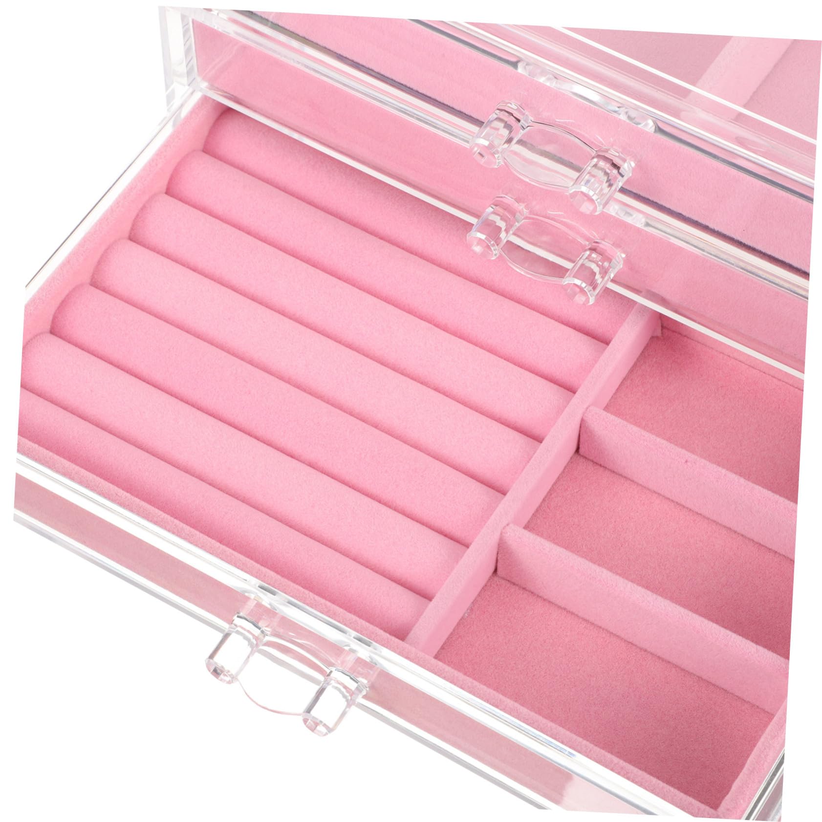 Scatola trasparente per gioielli, organizer per trucchi, elegante, da scrivania, elegante soluzione per riporre accessori e cosmetici