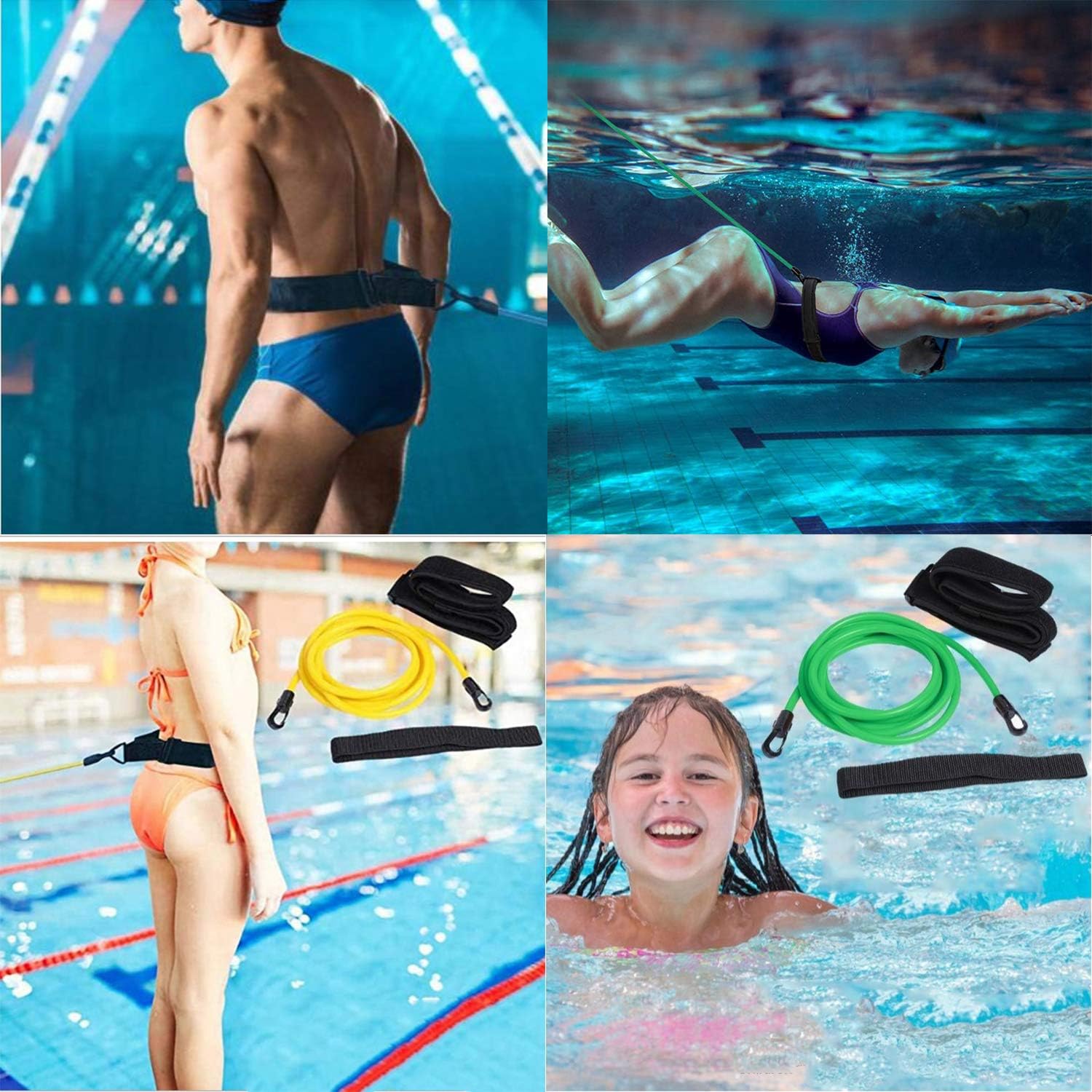 Digcreat Swim Training Belts, Stationary Swimming Belt for Adults Kids Children Swim Resistance Bands Swim Harness Static Swimming Belt Swim Leash Bungee Cords : Sports & Outdoors