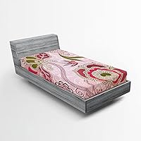 Vista 69 de Ambesonne Sábana bajera africana, estampado abstracto de líneas únicas, funda de cama con bolsillo profundo elástico para mayor comodidad
