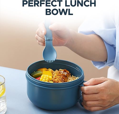 Miniatura 7 de MON10 Juego de cuencos para ramen para microondas con tapa apto para microondas fideos o sopa sin BPA para oficina universidad dormitorio habitación