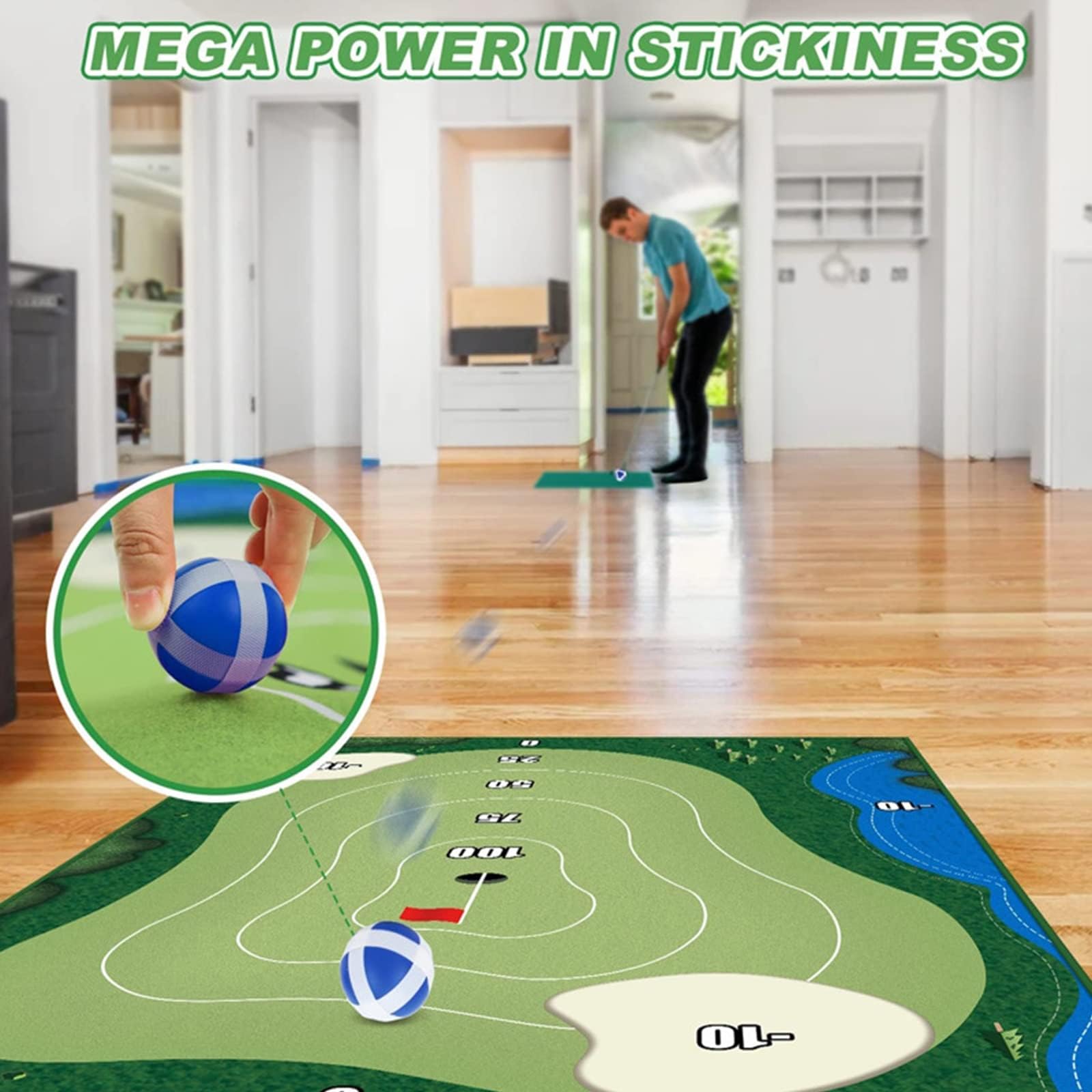 Tappetino da Gioco di Golf Battle Royale per Adulti con Tappetino Antischeggiatura, Set da Gioco da Golf All'aperto, Gioco di Golf per L'Ufficio nel Cortile di Casa,0.6 * 1m/2 * 3.2ft