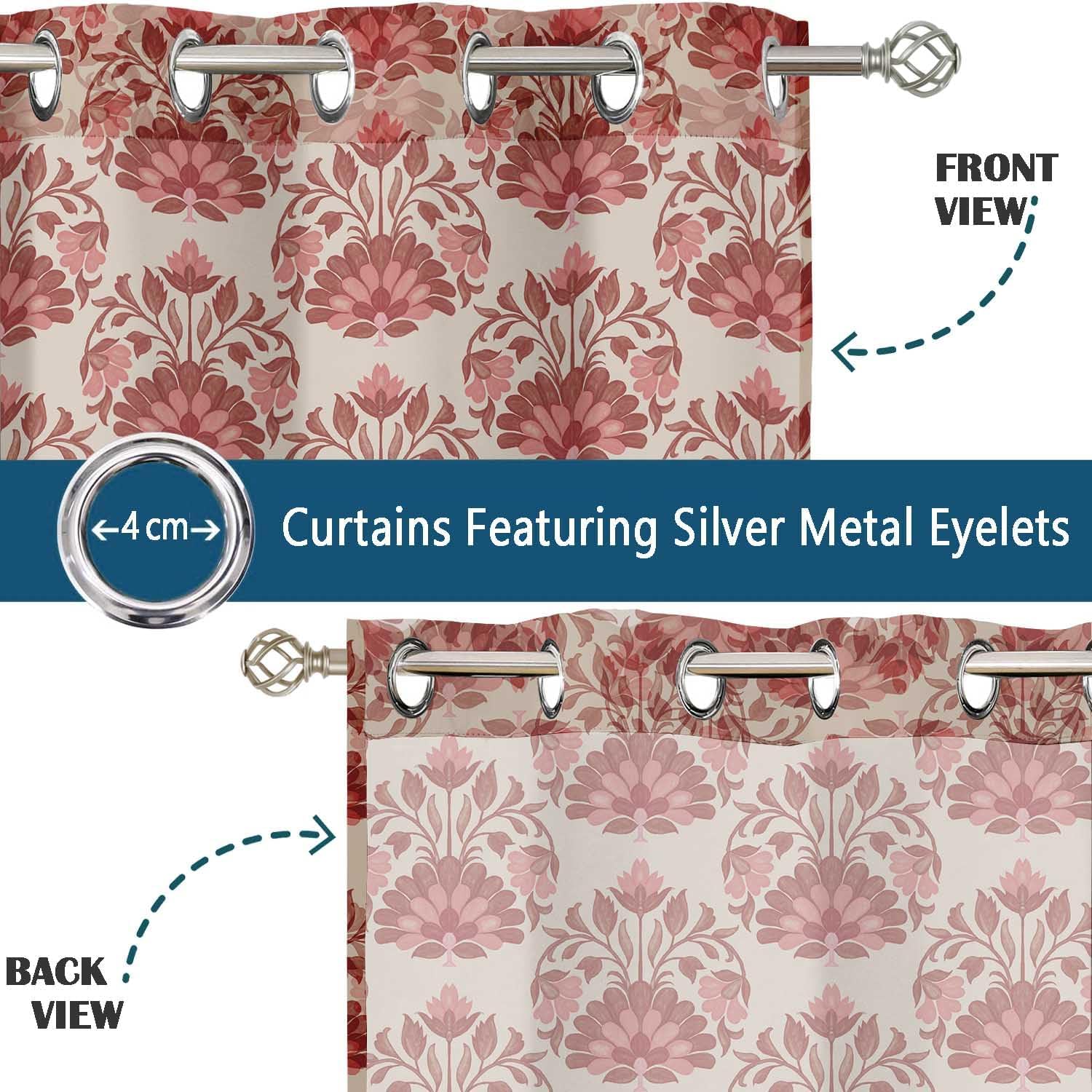 Block Pattern Sheer Curtains for Short Windows – Set of 2 Panels, 63" Length, Grommet Top, Printed Georgette, Light Filtering Drapes for Kitchen or Bedroom