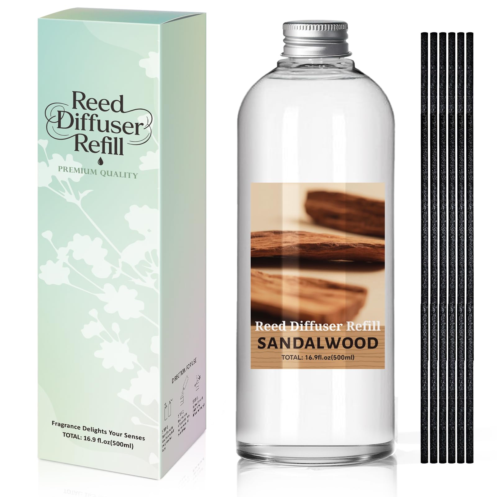 SCENTORINI Difusor De Fragancia para Habitación Sándalo 500ML Recambio De Aceite Esencia, Ambientadores De Hogar Fragancia Duradera para El Hogar, Baño y Decoración De Habitación