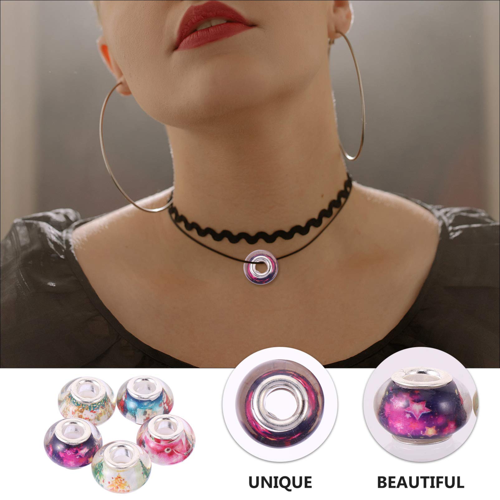 DOITOOL 2 Sätze Große Loch Spacer Perlen Charms Für Diy Schmuck Armbänder Ohrringe Bunte Glasperlen Für Bastelprojekte Und Schmuckherstellung 100 Stück * 2