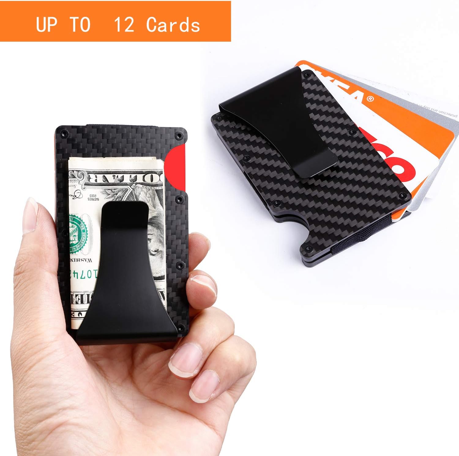 Mens Leather Bifold RFID Money Clip Wallet, Front Pocket Wallet with Money Clip