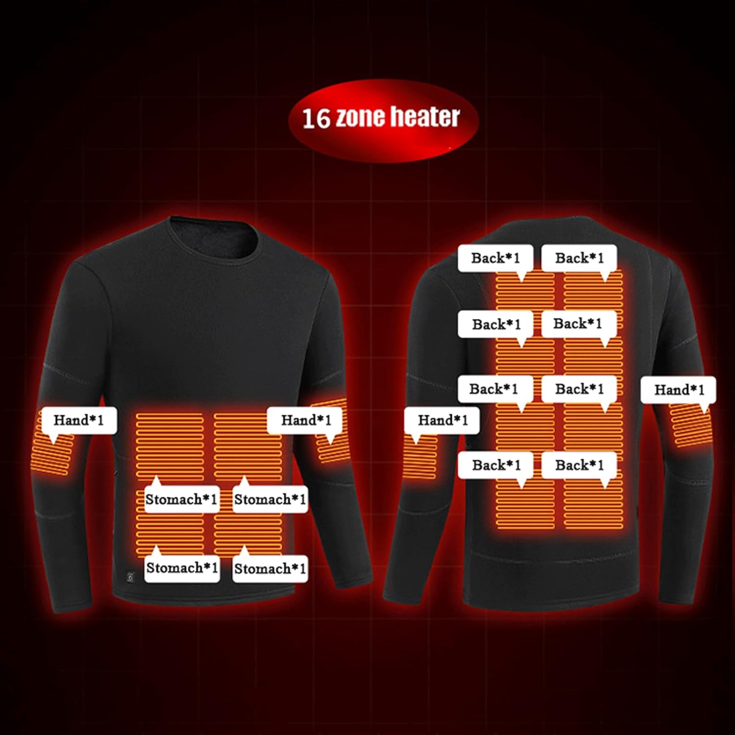 [FGRID] 28ゾーン加熱保温下着セット、メンズインテリジェントUSB加熱下着トップ＆パンツ、冬暖かいフリース裏地付きマッチング