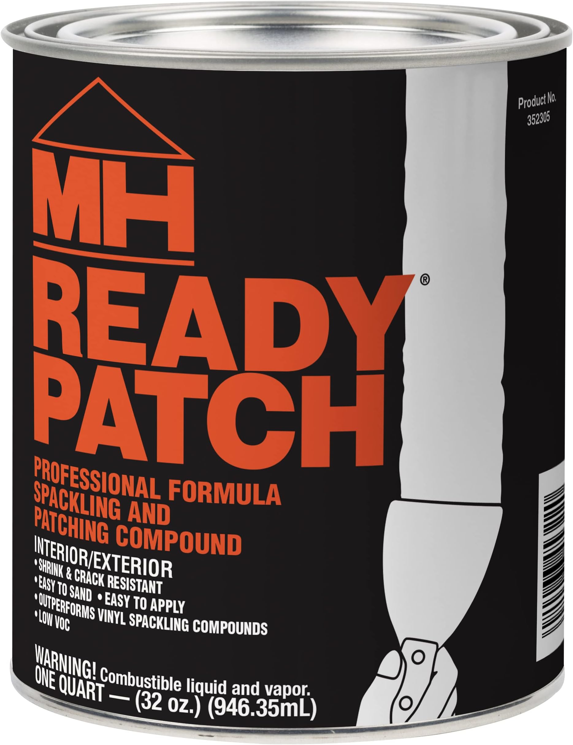 Zinsser MH Ready Patch Low VOC Spackling & Patching Compound, Quart, Off-White