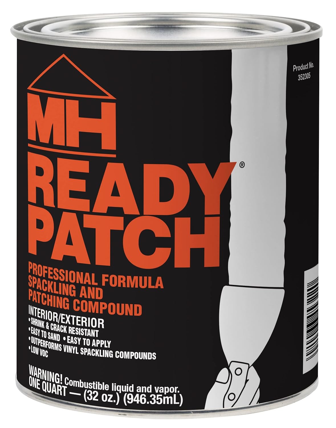 Zinsser MH Ready Patch Quart Low VOC Spackling Compound - Heavy Duty Interior Exterior Wall Patch Repair