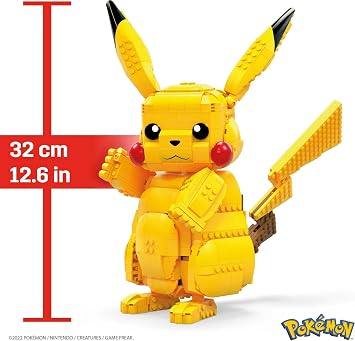 MEGA Pokemon Building Toys Set Jumbo Pikachu with 806 Pieces, Articulated and Poseable, 12 Inches Tall, for Kids