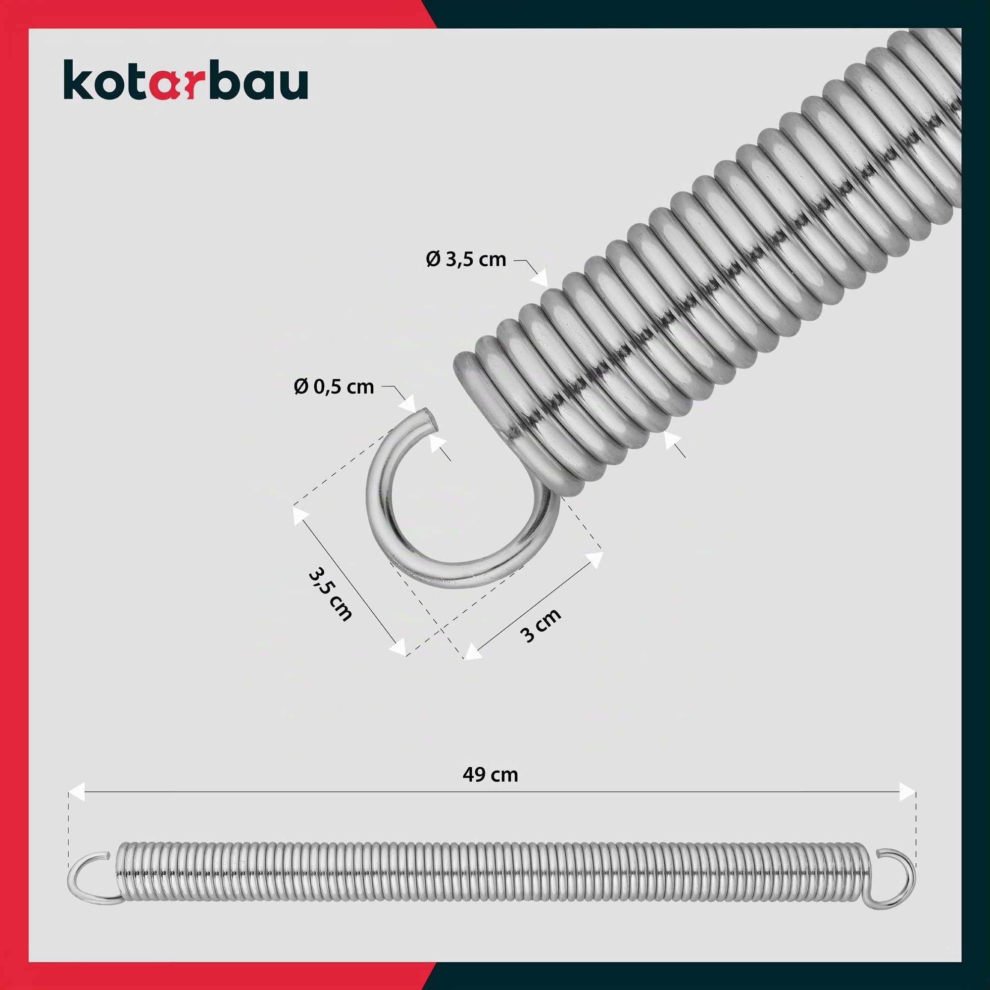 KOTARBAU 2er Set Garagentor Feder Draht 490 mm Torsionsfeder Zugfeder Garagentor