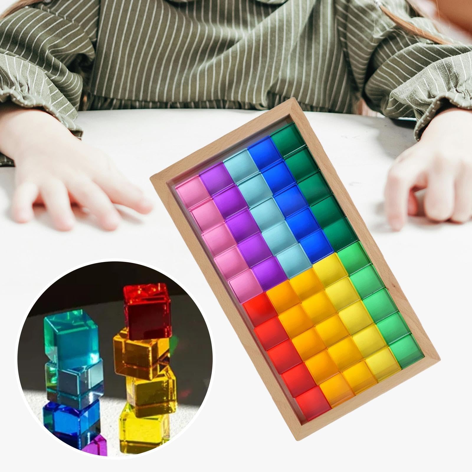 Oshhni Bloques de Construcción Cubos Acrílicos Juego Sensorial Infantil Aprendizaje Lógico Apto para Niños Niñas Centro Educativo Hogar