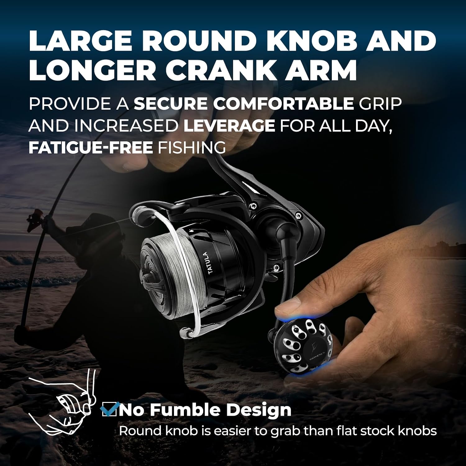 GOMEXUS Power Handle for Daiwa Tatula LT Fuego LT Ballistic LT Spinning Reel Replacement Handle (Fit MQ Version) 【Please Confirm The Size and Pay Attention to The First Picture】