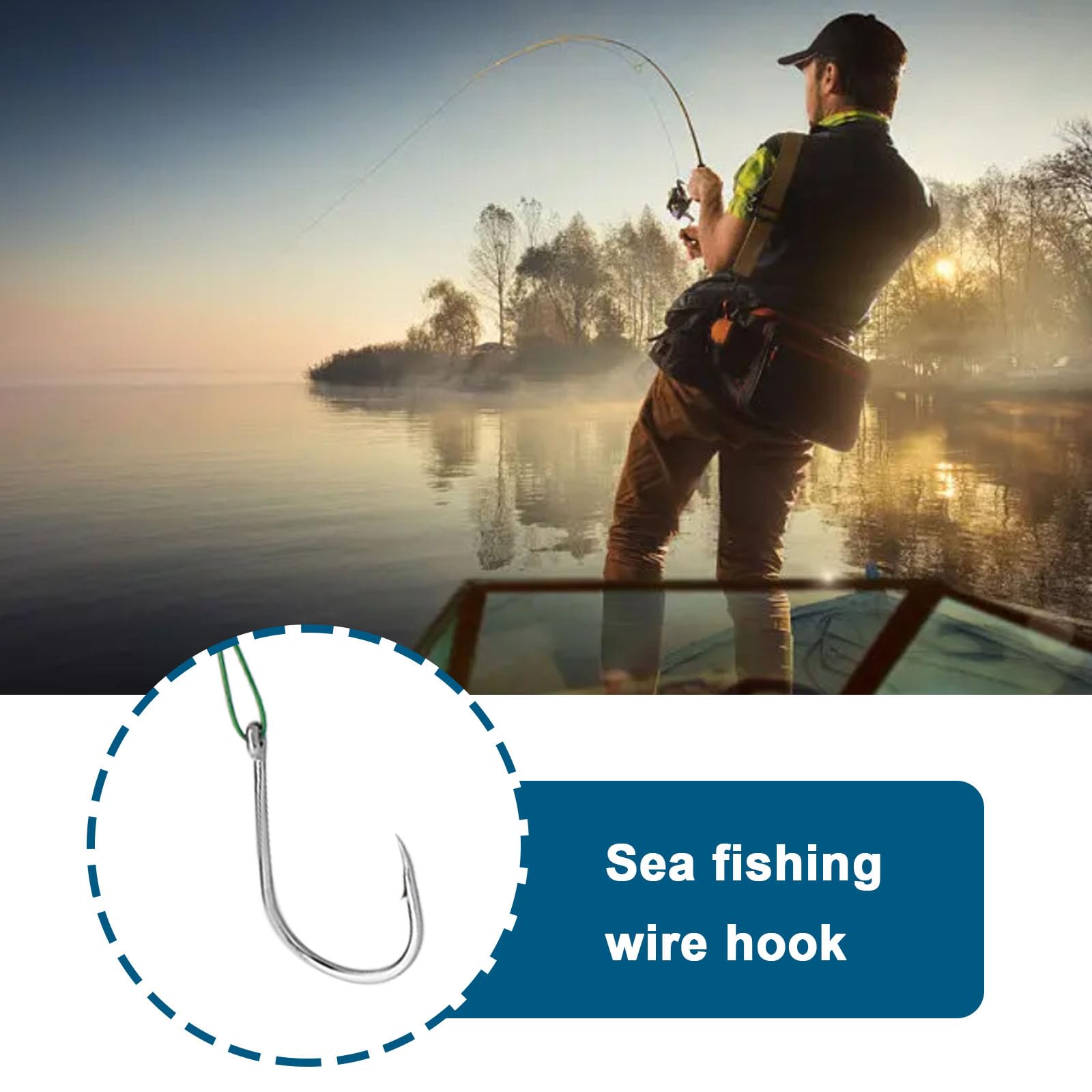 LT Easiyl 40PCS Fishing Hooks with Barbed Hooks Length 200mm Carbon Steel Offset Worm Hooks for Freshwater Saltwater Fish Tracking Fishing Lure Wire Leader Rigs - Image 3