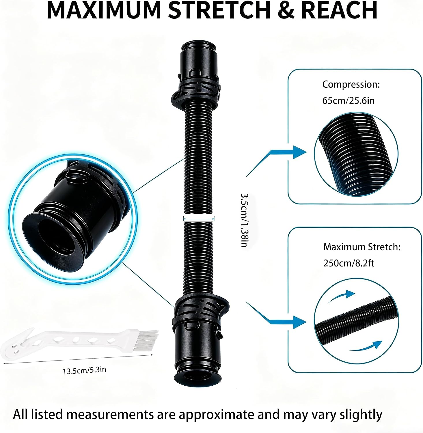 Replacement Hose Compatible with Shark LA502 LA322 LA300 UV950 UV900 UV850 Replacement Parts,LA702 LA700 LA555 LA401 Vacuum Hose Up to 8.2ft Extendable Hose