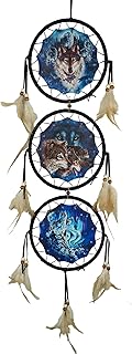 Remorelt Wolf Dream Catchers，3-Layer Circle Wall Hanging with Different Wolf Art for Wolf Lover Room Decor,Ideal Bedroom Wolf Home Decor,Dream Catcher for Boy Kids(DC01 6Inch Wolves)