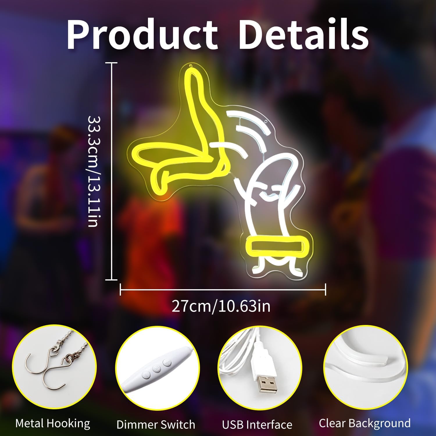 Banana Neon Sign Dancing Banana Led Sign Dimmable Funny Bannana Led Wall Art Cool Neon Lights for Bedroom Banana Theme Birthday Party Decor