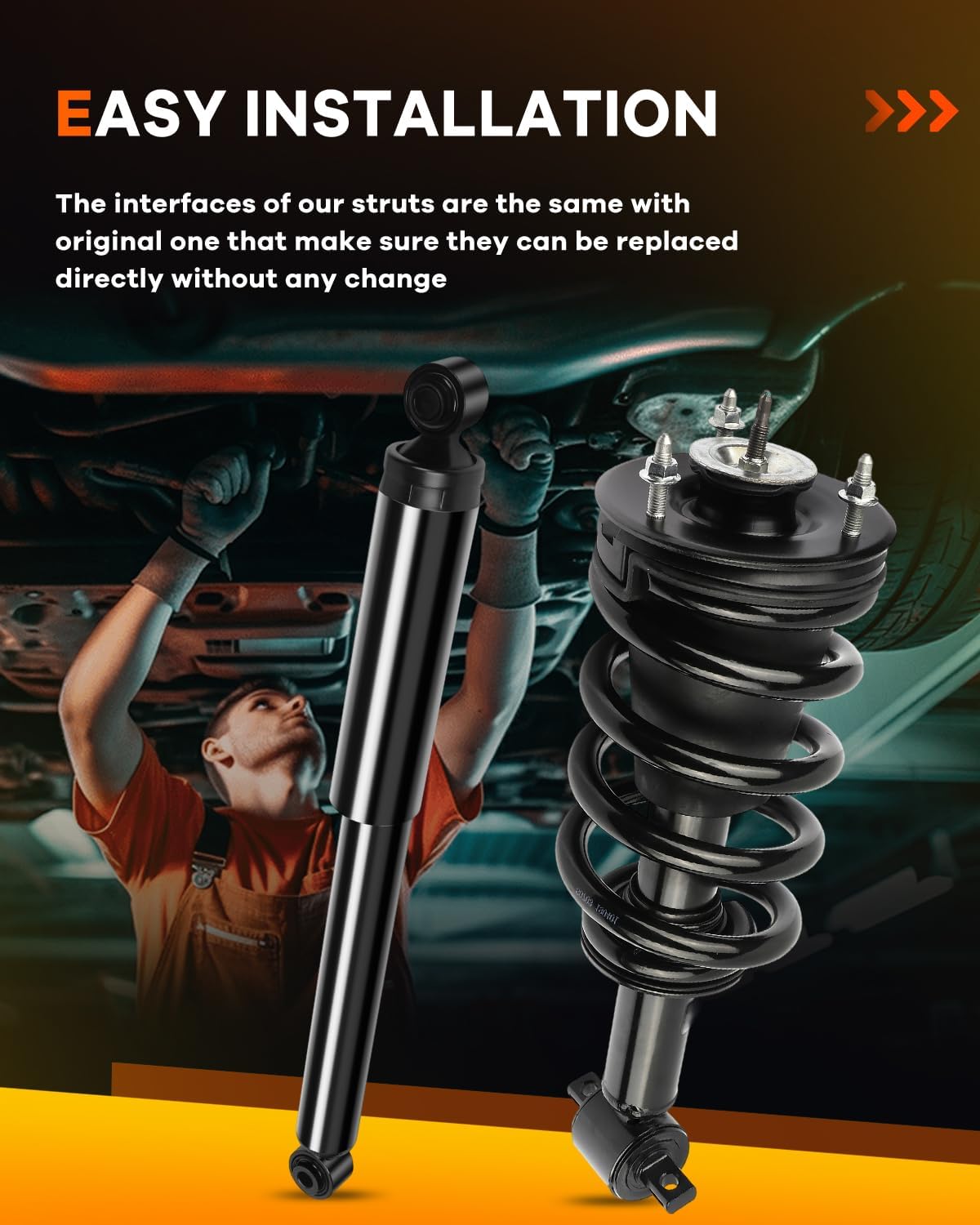 Front Rear Strut assembly Shocks for Chevy, OCPTY Complete Spring Struts Assembly Strut Shocks Fits 2014-2017 for Chevrolet for Silverado 1500 RWD | 2014-2017 for GMC for Sierra 1500 RWD 139112 345074