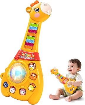 Marstone Toys for 1 2 Year Old Boy and Girl Birthday Gift Baby Musical Guitar Piano Toys 12-18 Month with Animal Sound and Light, 1st First Learning Educational Gift for Toddlers