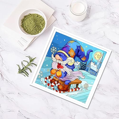 Miniatura 4 de SENQAO Kits de pintura de diamantes de gnomo para adultos, kits de arte de diamantes de Navidad 5D para principiantes, pintura de diamantes de gnomo