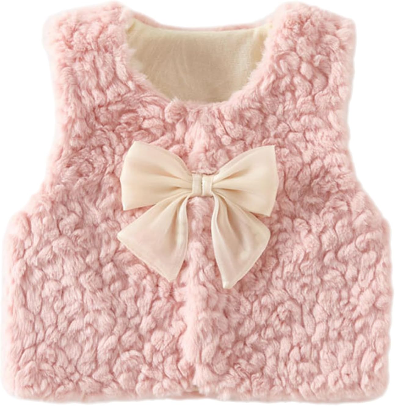 ACSUSS Fleece Vest for Little Girls Baby Jacket Sleeveless Warm Winter Coat Cute Bowknot Waistcoat
