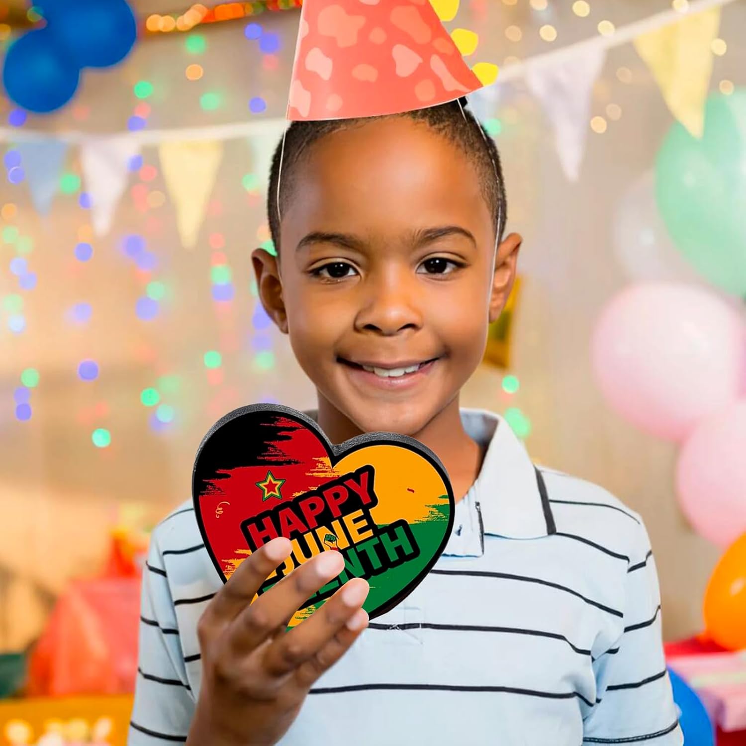 7 Pcs Juneteenth Day Decorations Happy Juneteenth Wooden Table Centerpieces Decorations for Black American Independence Theme Table Toppers for Juneteenth Party Decorations