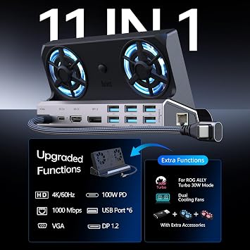 14-in-1 Dual-Fan Docking Station for Steam Deck/ROG Xbox Ally/ROG Aly