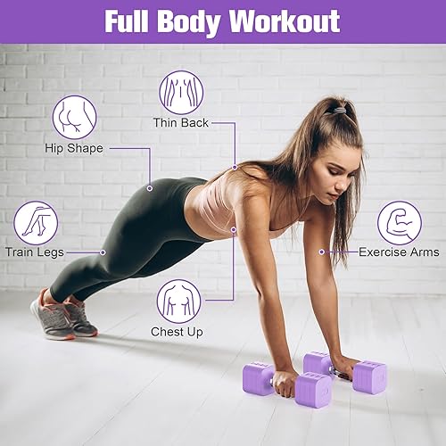 Miniatura 5 de Juego de mancuernas ajustables de 22 libras, mancuernas de peso ajustable con 4 niveles de 4.4 libras, 6.6 libras, 8.8 libras, 11 libras, juegos de