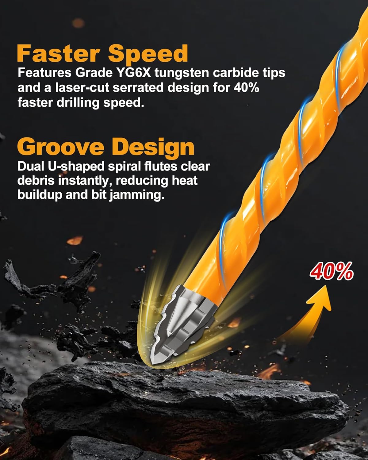 10-Pack Masonry Drill Bits Set 3/16"(5mm), EXFEIN Serrated Drill Bits - Tungsten Carbide Drill Bits for Tile Concrete Wood Plastic Brick Marble