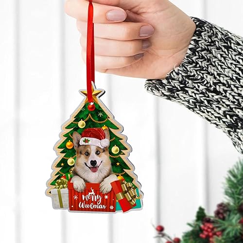 Miniatura 7 de Corgi - Adornos para árbol de Navidad, adorno de aluminio para árbol de Navidad de Corgi (no 3D), decoración de Navidad 2023 para amantes de Corgi,