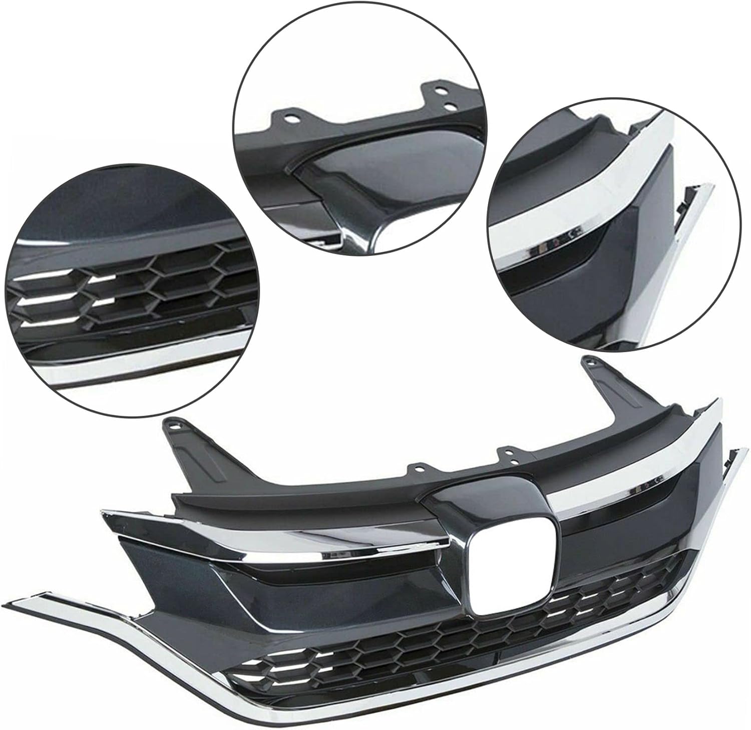 Front Bumper Upper Trim Lower Grille Chrome Automotive Grille Compatible with CRV CR-V EX EX-L LX SE Touring Sport Utility 4-Door 2015-2016