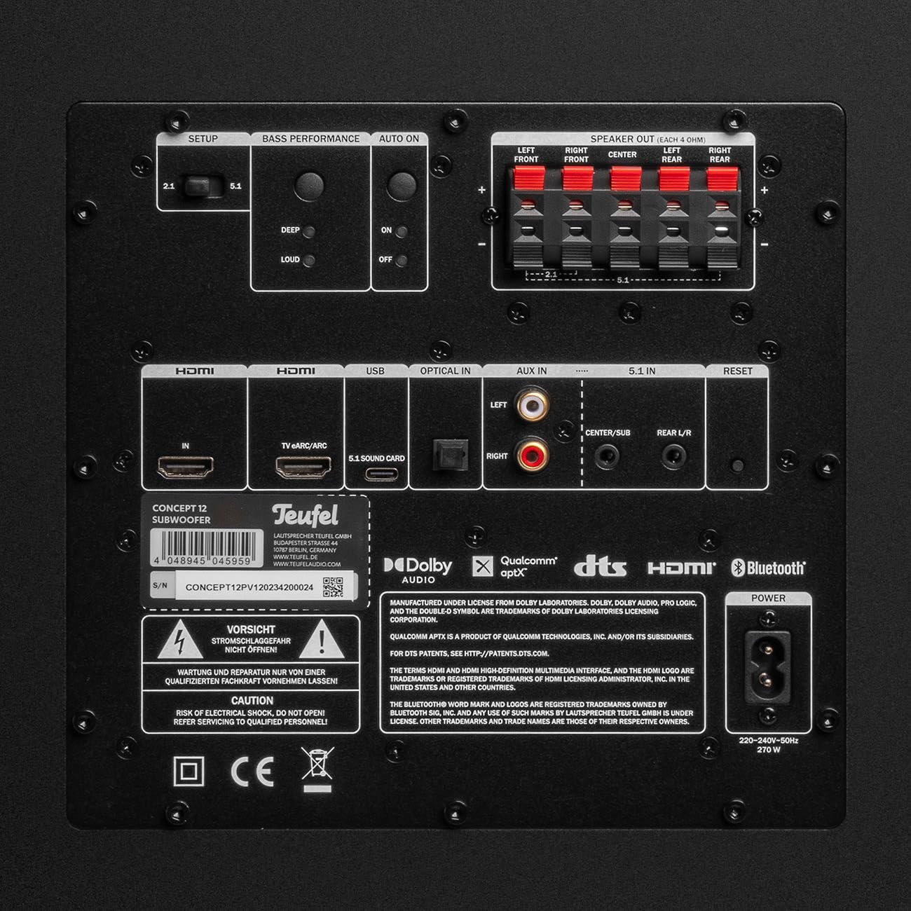 Teufel CONSONO 35 Concept Power Edition 5.1 Surround Soundsystem - Sistema home cinema completo con ricevitore AV integrato e Bluetooth, Dolby Audio, HDMI ARC CEC per Giochi, Film, Musica - bianco