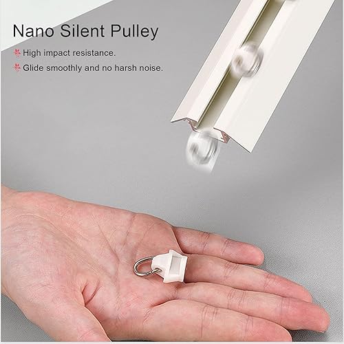 Miniatura 7 de Barra de cortina sin taladros con tapa de extremo y ganchos, barra de cortina autoadhesiva de aluminio para bañopuertaarmario, cortina de ventana de