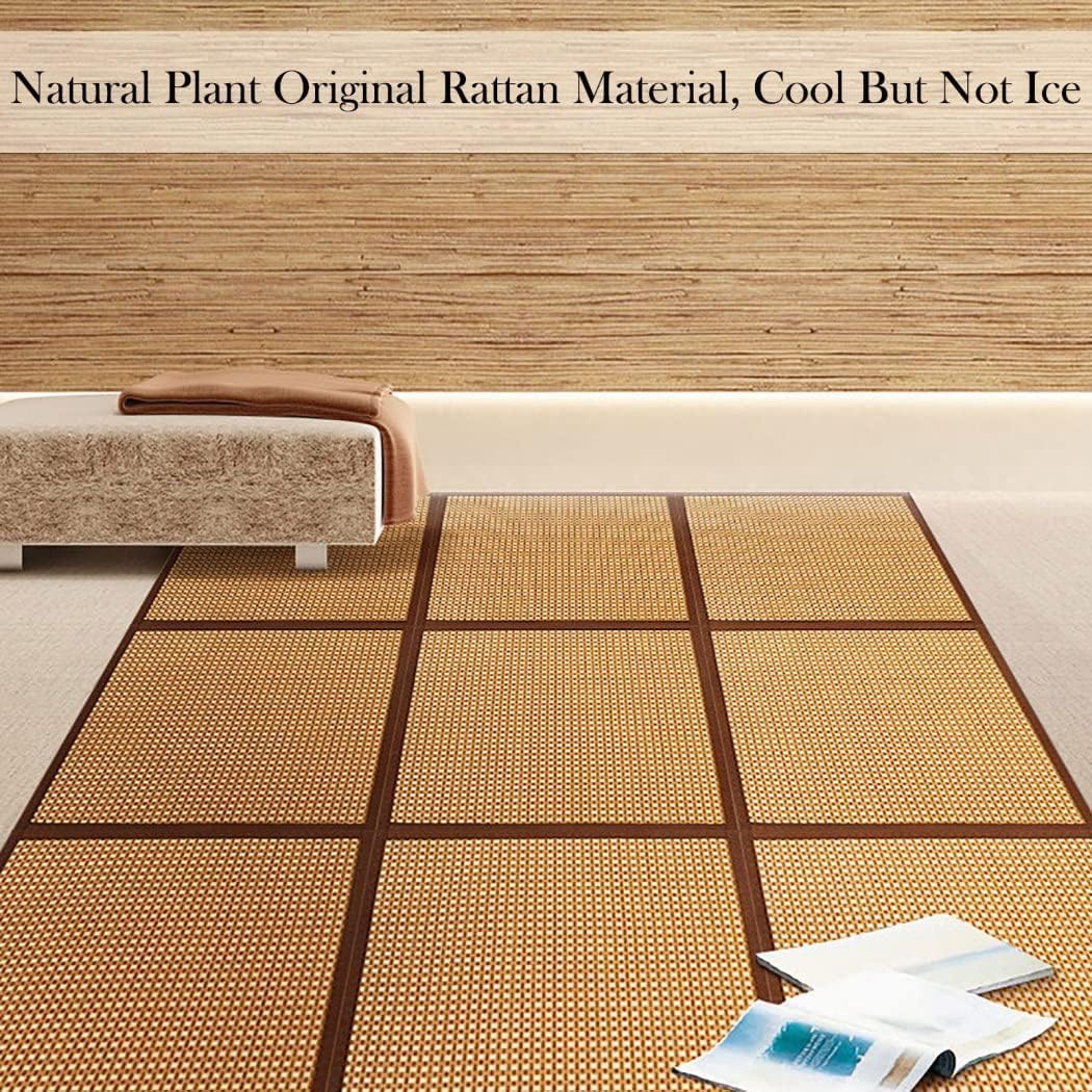 KEMKEY Tappetino Tatami Giapponese Pieghevole Tappeto in Rattan Tappetino strisciante Materasso da Pavimento Tappetino per Dormire Traspirante con Custodia,2,60X180CM
